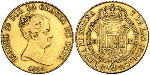 1834. Isabel II. Madrid. CR. 80 reales. (AC. ... 