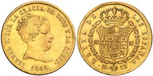 1843. Isabel II. Madrid. CL. 80 reales. (AC. ... 