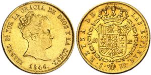 1846. Isabel II. Sevilla. RD. 80 reales. ... 