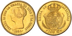 1854. Isabel II. Barcelona. 100 reales. (AC. ... 