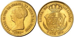1854. Isabel II. Sevilla. 100 reales. (AC. ... 