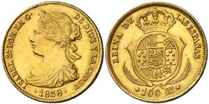 1858. Isabel II. Sevilla. 100 reales. (AC. ... 