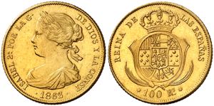 1862/3. Isabel II. Sevilla. 100 reales. (AC. ... 