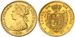 1865. Isabel II. Madrid. 10 escudos. (AC. ... 