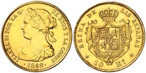1868*1873. I República. 10 escudos. (AC. ... 
