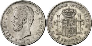 1871*187-. Amadeo I. SDM. 5 pesetas. (AC. ... 