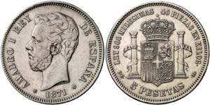 1871*1875. Amadeo I. DEM. 5 pesetas. (AC. ... 