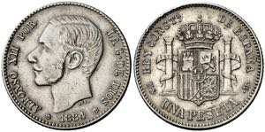 1884/3*1884. Alfonso XIII. MSM. 1 peseta. ... 