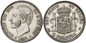 1882/81*1882. Alfonso XII. MSM. 2 pesetas. ... 