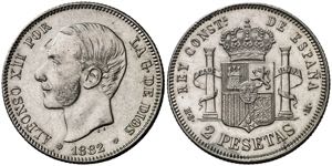1882*1882. Alfonso XII. MSM/EMM. 2 pesetas. ... 