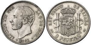 1882*1882. Alfonso XII. MSM. 2 pesetas. (AC. ... 