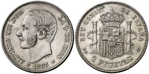 1883*1883. Alfonso XII. MSM. 2 pesetas. (AC. ... 