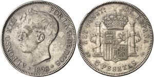 1898*1888. Alfonso XIII. SGV. 5 pesetas. ... 