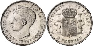 1898*1898. Alfonso XIII. SGV. 5 pesetas. ... 