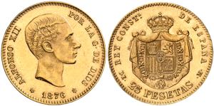 1876*1876. Franco. DEM. 25 pesetas. (AC. ... 