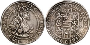 1551. Carlos I. Ducado de Sajonia. 1 taler. ... 