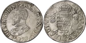 1572. Felipe II. Amberes. 1 escudo felipe. ... 
