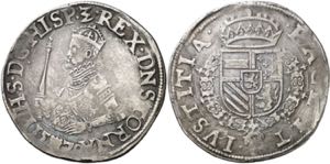 1579. Felipe II. Tournai. 1 escudo de los ... 