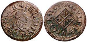 1611. Felipe III. Vic. 1 diner. (AC. 55). ... 