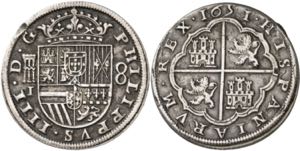 1651/31/30. Felipe IV. Segovia. I. 8 reales. ... 