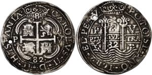 1682. Carlos II. Potosí. V. 8 reales. (AC. ... 