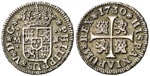 1730. Felipe V. Madrid. JF. 1/2 real. (AC. ... 