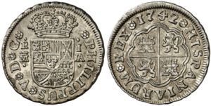 1742. Felipe V. Madrid. JA. 1 real. (AC. ... 