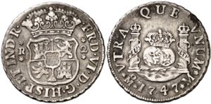 1747. Fernando VI. México. M. 2 reales. ... 