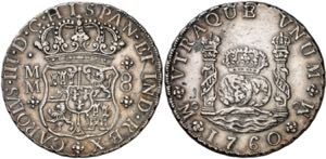 1760. Carlos III. México. MM. 8 reales. ... 