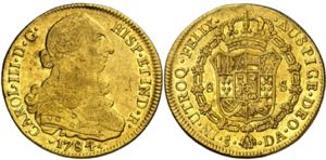 1784. Carlos III. Santiago. DA. 8 escudos. ... 