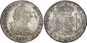 1790. Carlos IV. Potosí. PR. 8 reales. (AC. ... 
