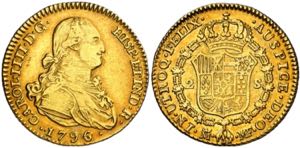 1796/4. Carlos IV. Madrid. MF. 2 escudos. ... 
