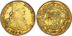 1796. Carlos IV. Popayán. JF. 8 escudos. ... 