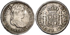 1814. Fernando VII. Lima. JP. 1/2 real. (AC. ... 