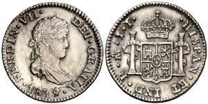 1819/8. Fernando VII. México. JJ. 1/2 real. ... 
