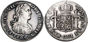 1809. Fernando VII. México. TH. 1 real. ... 