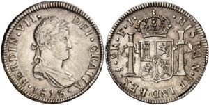 1813. Fernando VII. Santiago. FJ. 2 reales. ... 
