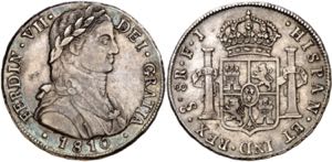 1810. Fernando VII. Santiago. FJ. 8 reales. ... 