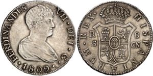 1809. Fernando VII. Sevilla. CN. 8 reales. ... 