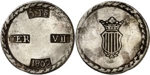 1809. Fernando VII. Tarragona. 5 pesetas. ... 