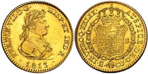 1813. Fernando VII. Madrid. GJ. 2 escudos. ... 