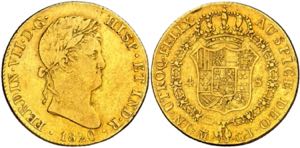 1820. Fernando VII. Madrid. GJ. 4 escudos. ... 