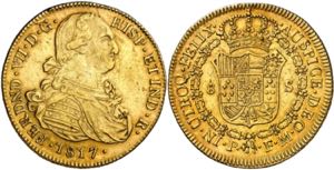 1817. Fernando VII. Popayán. FM. 8 escudos. ... 