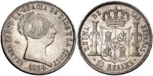 1854. Isabel II. Barcelona. 10 reales. (AC. ... 