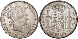 1856. Isabel II. Madrid. 20 reales. (AC. ... 