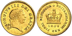 Gran Bretaña. 1808. Jorge III. 1/3 guinea. ... 