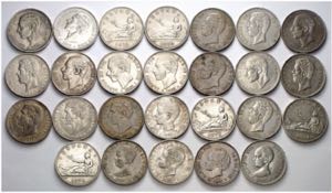 1870 a 1898. 5 pesetas. Lote de 26 monedas. ... 