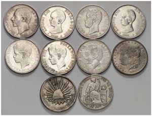 Lote formado por 7 monedas de 5 pesetas ... 