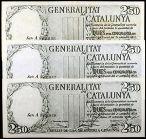 1936. Generalitat de Catalunya. 2,50 pesetas ... 