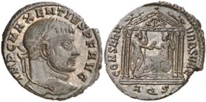 (309-310 d.C.). Majencio. Aquileia. Follis. ... 